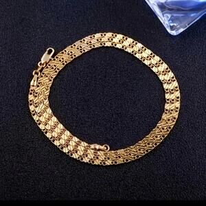 18K Gold Plated Necklace 2 mm Spanish Men's Chain 22 in Christmas Birthday Gift